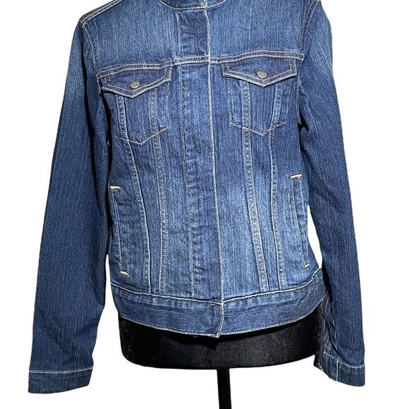 Banana Republic Moto Denim Petite Jacket Size Medium - Picture 2 of 12